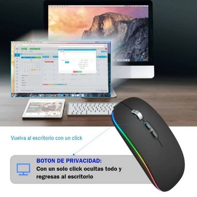 MOUSE RECARGABLE RGB LED GAMER BLUETOOTH DUAL CARGA TIPO C - NEGRO - 4