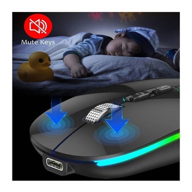 MOUSE RECARGABLE RGB LED GAMER BLUETOOTH DUAL CARGA TIPO C - NEGRO - 6