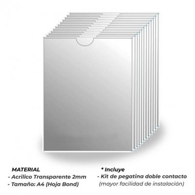 PORTAPAPEL ACRILICO A4 PACK DE 50 UNIDADES