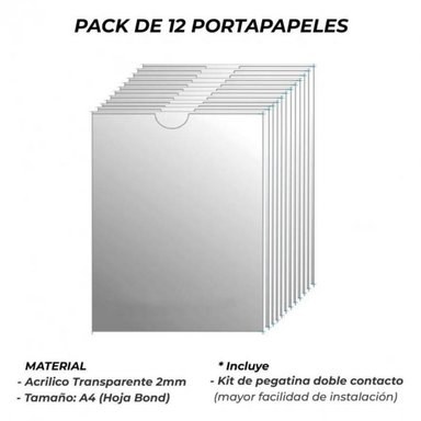 PACK PORTAPAPEL ACRILICO A4 PACK DE 12 UNIDADES - 2
