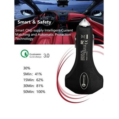 CARGADOR 3 PUERTOS DE AUTO CARRO DUAL USB TIPO C CARGA RÁPIDA 35W - 4