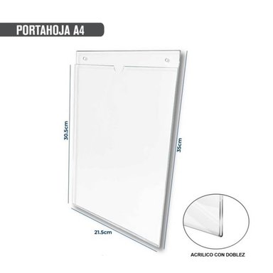 PORTAHOJA DE ACRILICO A4 PARA PARED -  VERTICAL - 3
