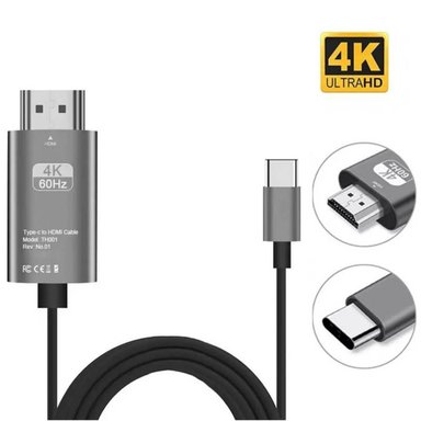CABLE OEM TIPO C A HDMI 4K 60HZ 2 METROS CELULAR MACBOOK WINDOWS - 1