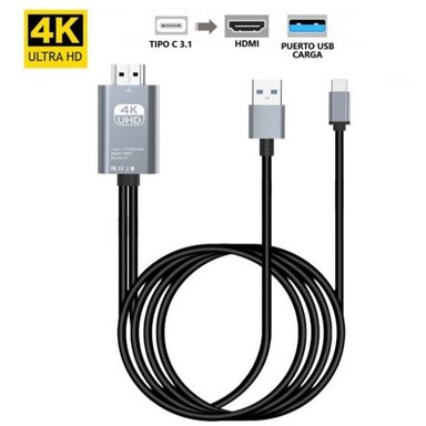 CABLE HUBB TIPO C A HDMI 4K 30HZ CON CARGA USB ANDROID MACBOOK WINDOWS - 1