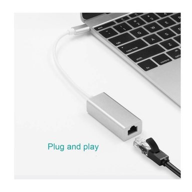 ADAPTADOR DE RED OEM USH184 TIPO C A RJ45 100MBPS PARA WINDOWS MAC ALUMINIO - 3