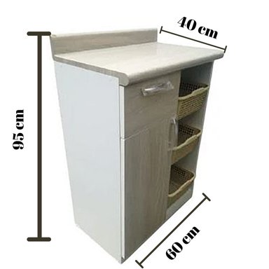 VERDULERO ITALIA 1 CAJÓN ITALIA RESPOSTERO DE COCINA ALACENA EN CREMA - 4