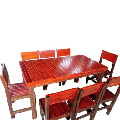 JUEGO COMEDOR 8 SILLAS MARRÓN ROJIZO CHANTIBON RED MESA MADERA TORNILLO