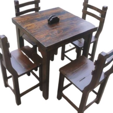 JUEGO COMEDOR 4 SILLAS MARRÓN RÚSTICO NAPOLI RESTAURANTE