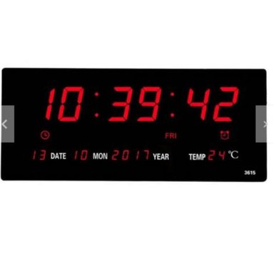 RELOJ NEGRO DIGITAL CHICO DE PARED 36X15CM CALENDARIO CAJA ORIGINAL