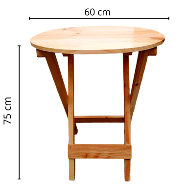 MESA PLEGABLE MADERA ARENA 60X60CM REDONDA WOODFLE EN NATURAL DIAMETRO - 2