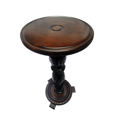 MESA PEDESTAL MADERA MARRÓN 30X30CM REDONDA SALA EN CAOBA