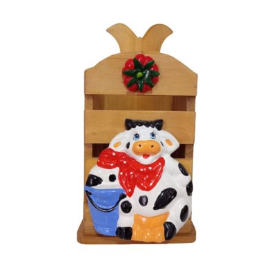 PORTACUCHARONES PORTA CUCHARON AMARILLO MADERA VAQUITA LULU