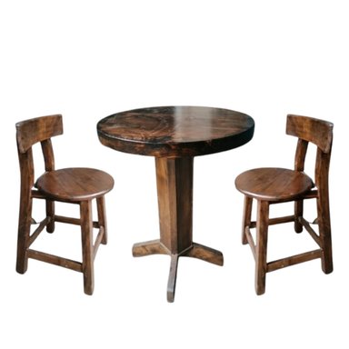 MESA COMEDOR 2 SILLAS MARRÓN HOLLYWOON MADERA