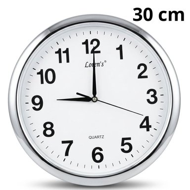 RELOJ DE PARED REDONDO PLATEADO DE 30CM DIAMETRO