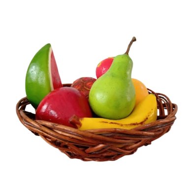 CANASTA DE 6 FRUTAS DECORATIVAS