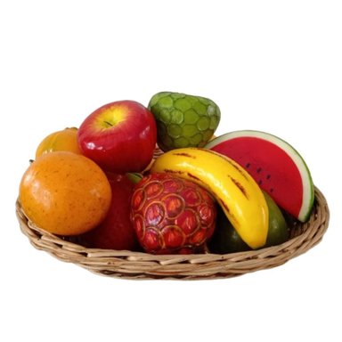 CANASTA  DE 12 FRUTAS DECORATIVAS