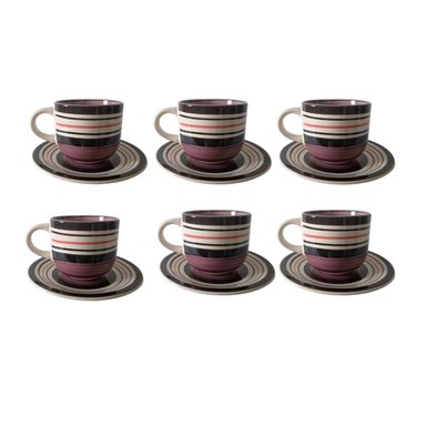 TAZAS ACEITUNADAS LIVERPOLL DE LOZA CON PLATICOS 6 UNIDADES