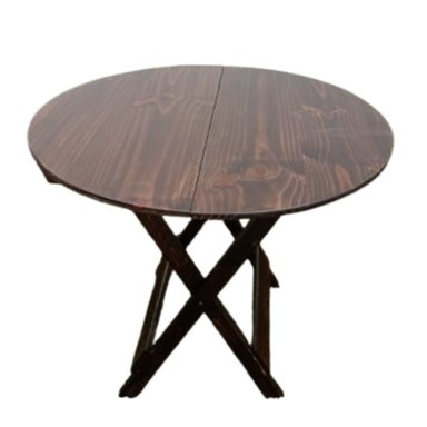 MESA PLEGABLE REDONDO 1 MTS EN MARRON RUSTICO