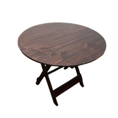 MESA PLEGABLE REDONDO 1 MTS EN MARRON RUSTICO - 3