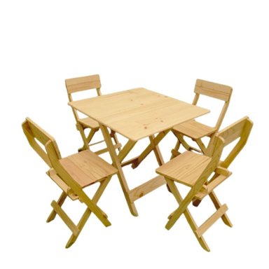 MESA PLEGABLE DE MADERA CON 4 SILLAS | JUEGO DE COMEDOR COMPACTO