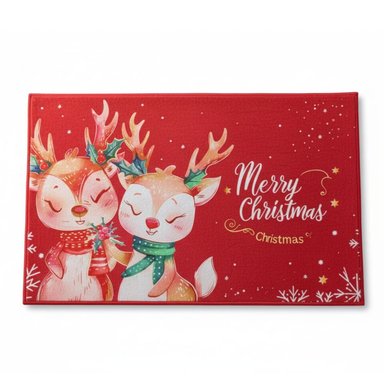 TAPETE NAVIDEÑO RENOS 60X40CM| ALFOMBRA NAVIDEÑA DE PELOS CORTOS SUAVES ANTIDESLIZANTE