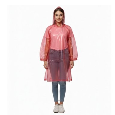 IMPEMEABLE PONCHO PARA LLUVIAS ECONOMICO ROJO TRANSLUCIDO-  TALLA UNICA - UNIXES