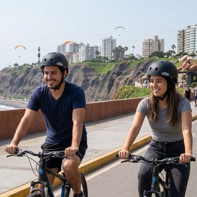 CASCOS DE BICICLETA OLLIE NEGRO TALLA L CON LUZ TRASERA Y CORREA - 4