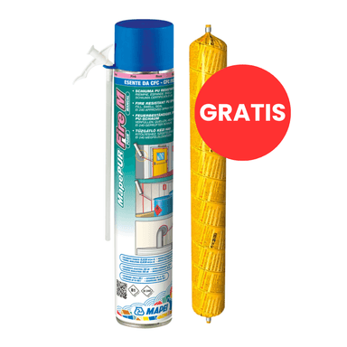 PACK ESPUMA CORTAFUEGO MAPEPUR FIRE FOAM M X 750 ML + SELLADOR DE JUNTAS CORTAFUEGO X 600 ML