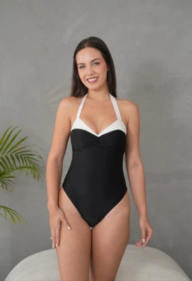 ROPA DE BAÑO LICRA MUJER SOLARY 1 PIEZA  NEGRO Y BLANCO 'ELA' - 1