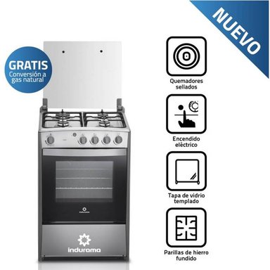 COCINA A GAS GLP/GN INDURAMA 4 QUEMADORES CORUÑA CROMA