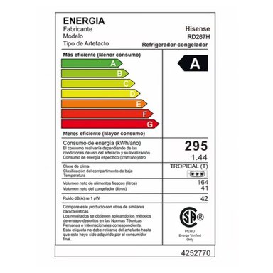 REFRIGERADORA HISENSE TOP MOUNT FROST 205L RD267H - 6