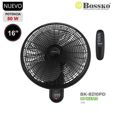 VENTILADOR PARED BOSSKO BK-8210PD 16” CON CONTROL REMOTO
