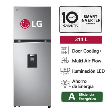 REFRIGERADORA LG TOP FREEZER NO FROST 314L GT31WPP DOOR COOLING PLATEADO