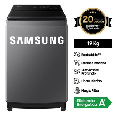 LAVADORA SAMSUNG 19 KG CARGA SUPERIOR ECOBUBBLE WA19CG6441BDPE GRIS OSCURO