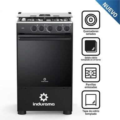 COCINA A GAS GLP INDURAMA 4 HORNILLAS GOYA NEGRO