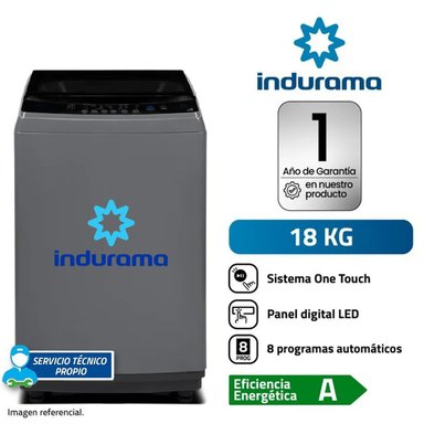 LAVADORA INDURAMA 18 KG CARGA SUPERIOR LRI-18DGR GRIS OSCURO