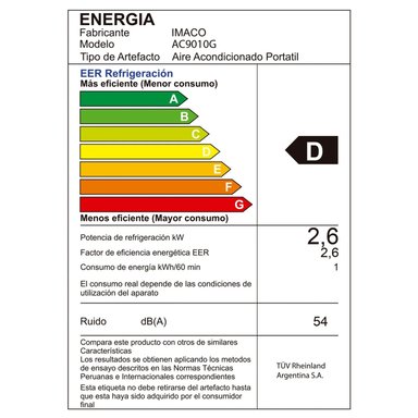 AIRE ACONDICIONADO PORTÁTIL IMACO 9000 BTU AC9010G + CONTROL - 7