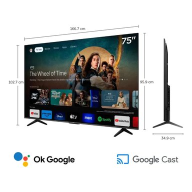 TELEVISOR TCL QLED 75 UHD 4K SMART GOOGLE TV 75T6C + ANTENA DIGITAL - 2