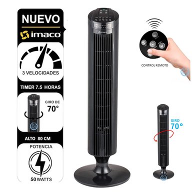VENTILADOR DE TORRE IMACO 50 WATTS TF3645 + CONTROL NEGRO