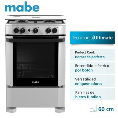 COCINA A GAS MABE 4 HORNILLAS 60 CM SILVER CMP6012AG1 - 1