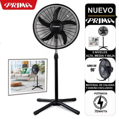 VENTILADOR PRIMA YL-1805-P 70 WATTS PEDESTAL 18" 3 VELOCIDADES - 1