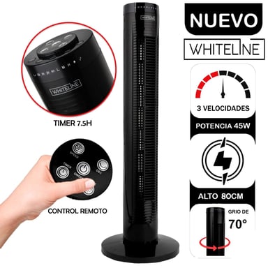 VENTILADOR TORRE WHITELINE YF-T03214-SH002 45 WATTS CON CONTROL + PARLANTE - 2