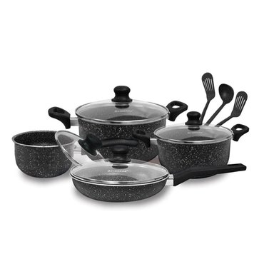 JUEGO DE OLLAS ANTIADHERENTE FINEZZA 11PZAS FZ-X1705M NEGRO