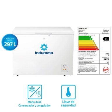 CONGELADORA INDURAMA 297L CI-320BL BLANCO