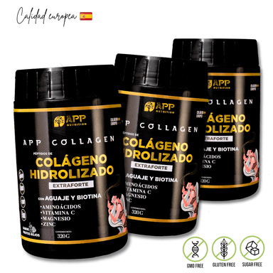 SUPLEMENTO POLVO TRIPACK COLÁGENO HIDROLIZADO PÉPTIDOS CON AGUAJE Y BIOTINA 320 G APP COLLAGEN - 1