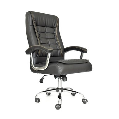 SILLA GIRATORIA DE OFICINA PRESIDENCIAL SHINY NEGRO CON HILO DORADO OFIDEAS