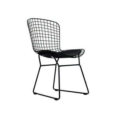 SILLA DE COMEDOR DISEÑO BERTOIA COJIN NEGRO OFIDEAS