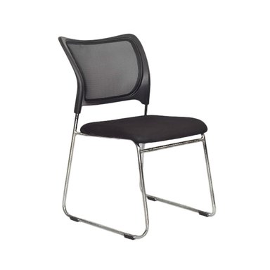SILLA FIJA DE VISITA MODELO TRINEO ISO PU NEGRO MALLA OFIDEAS