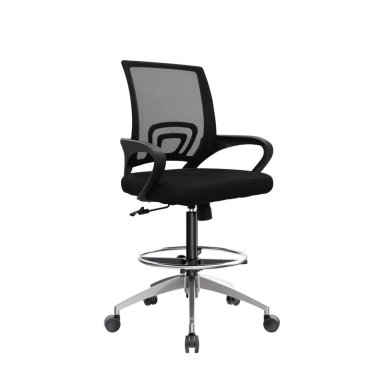 SILLA CAJERO ATLANTIS BE NEGRO BASE ALUMINIO  ARO CROMADO OFIDEAS