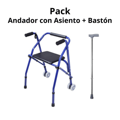ANDADOR CON ASIENTO + BASTON DE 1 PATA 'SUPER PACK'